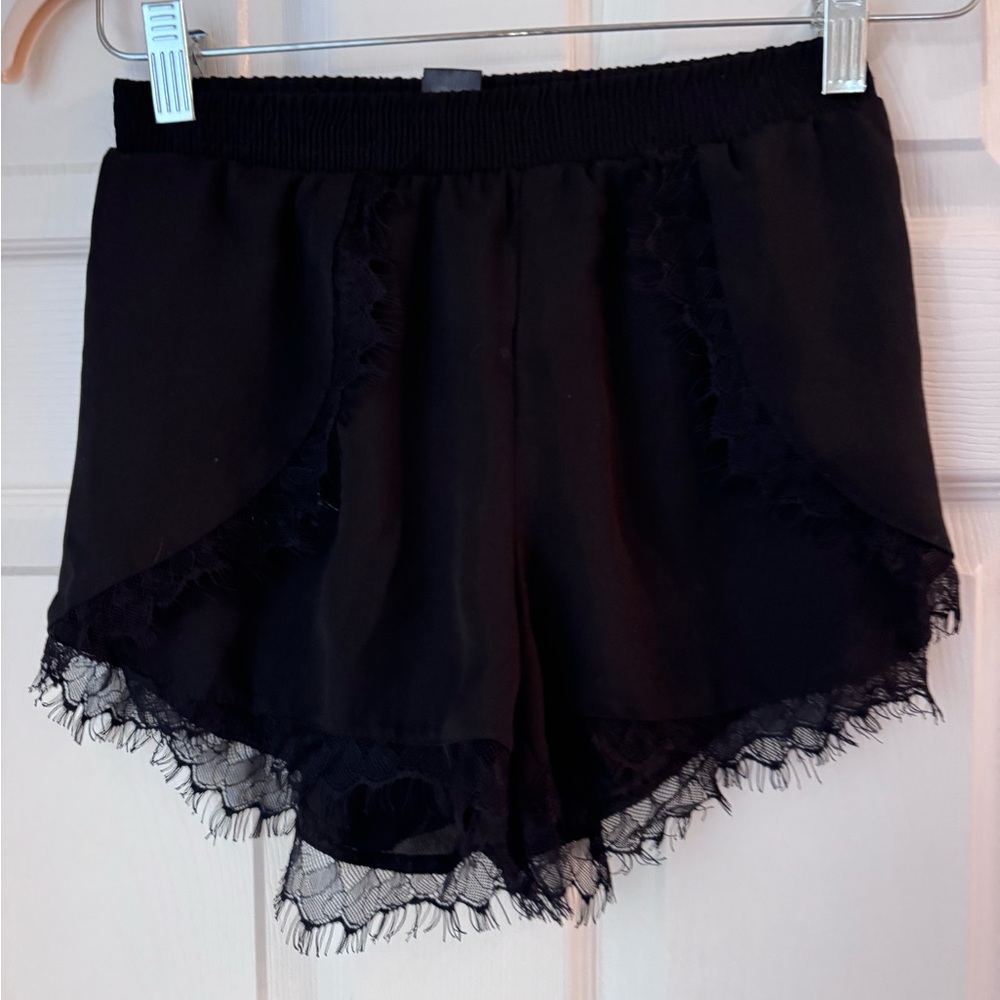 AQUA Black Lace Trim Shorts